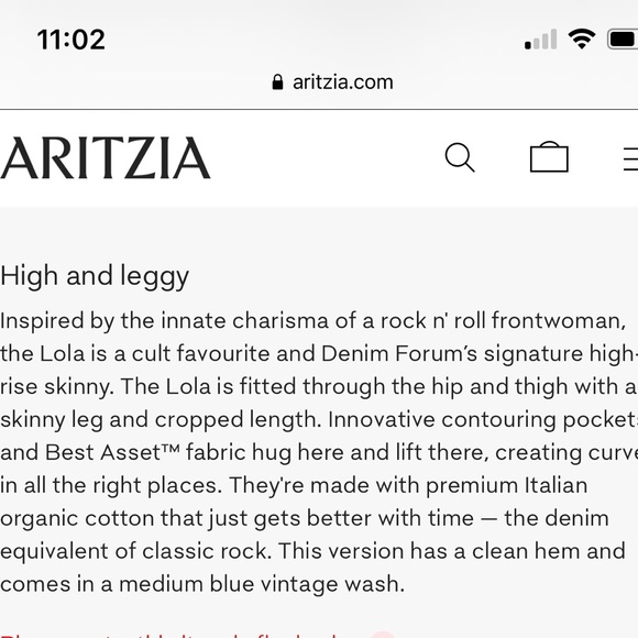 Aritzia denim forum the Lola high rise 26L 26W NWT - Picture 8 of 9